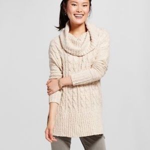 Mossimo cowl tunic sweater cable side slit xs